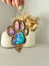 Load image into Gallery viewer, Dog paw stained glass memorial decoration
