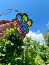 Load image into Gallery viewer, Vibrant Stained Glass Dog paw memorial decoration
