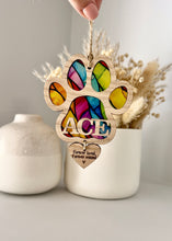Load image into Gallery viewer, Vibrant Stained Glass Dog paw memorial decoration
