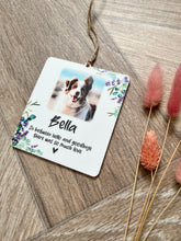 Load image into Gallery viewer, Dog photo purple eucalyptus plaque
