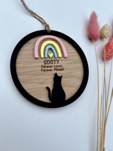 Silhouette cat memorial decoration